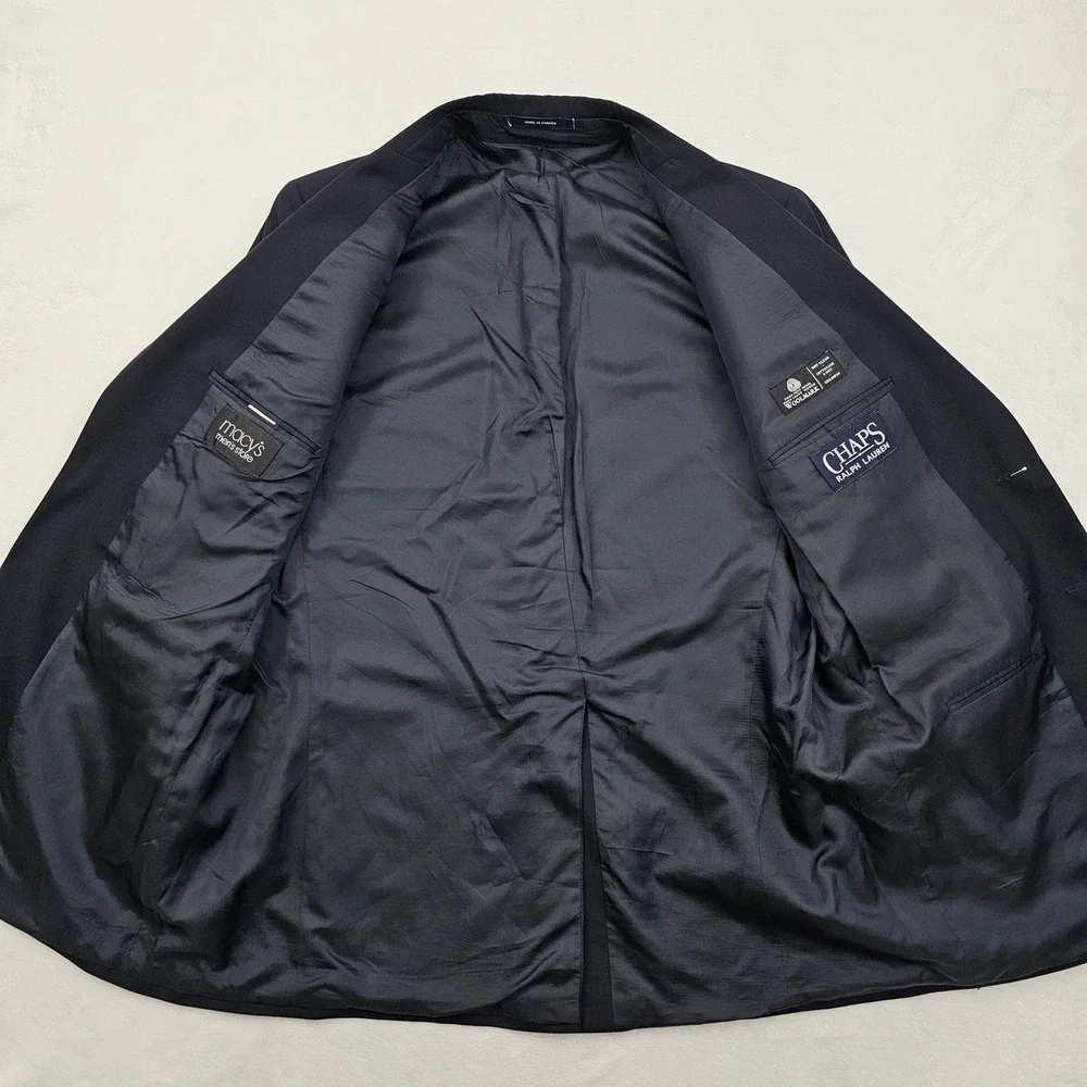 Chaps Ralph‎ Lauren Blazer Mens 42L Navy Blue Wool Gold Crest Buttons Preppy Ivy